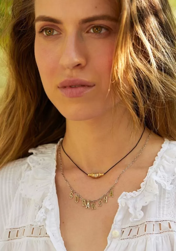 Dorothée Sausset Choker Rakhi 2 Topaze Blanche Fil Noir Shop