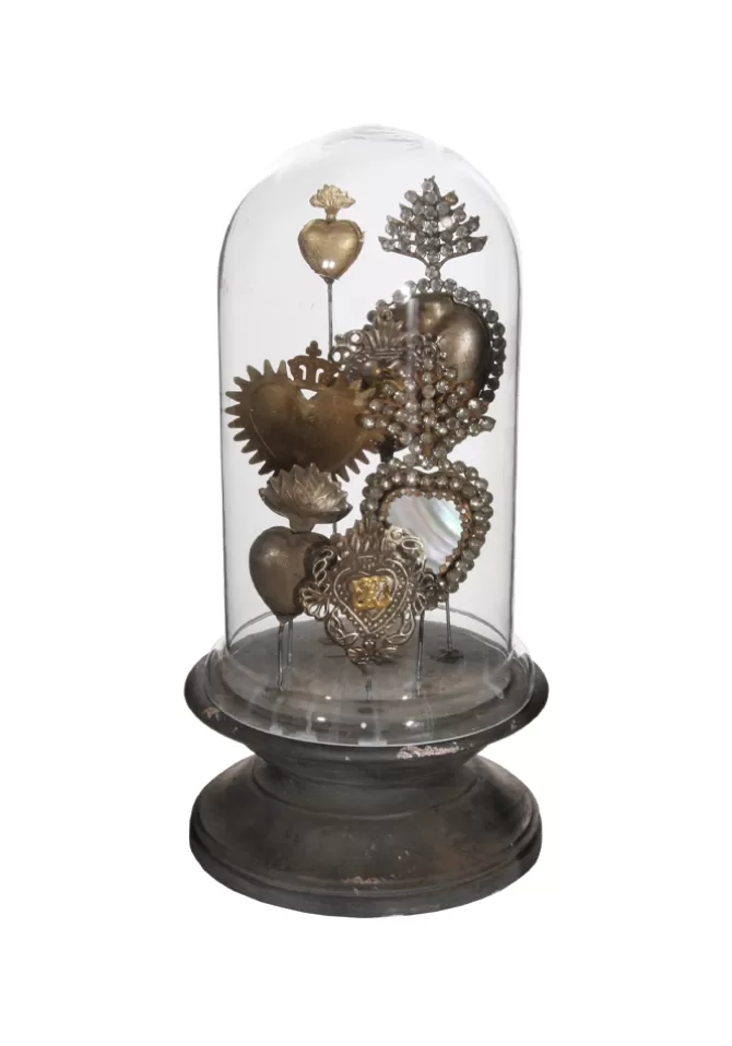 Blush Sélection Décoration Cloche Sur Socle Multi Coeur Exvoto Doré Best Sale