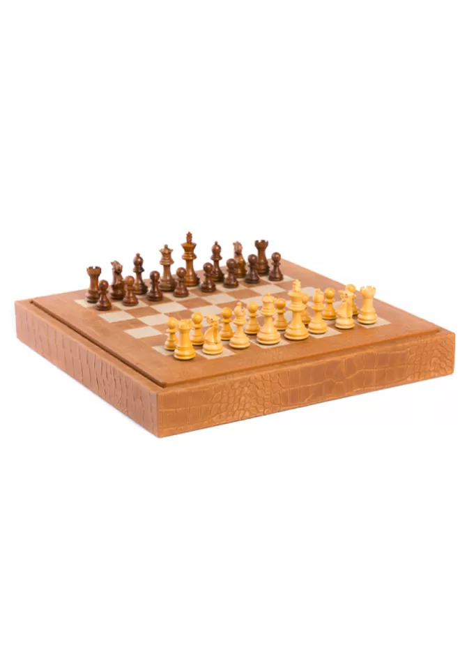 Hector Saxe Coffret D'Échecs Alligator Ambre Hot