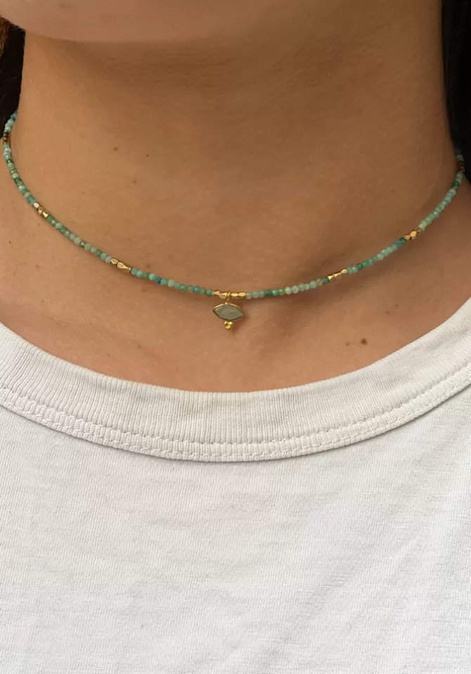 Hanka Ïn Collier Choker Eye Amazonite Et Calcédoine Flash Sale