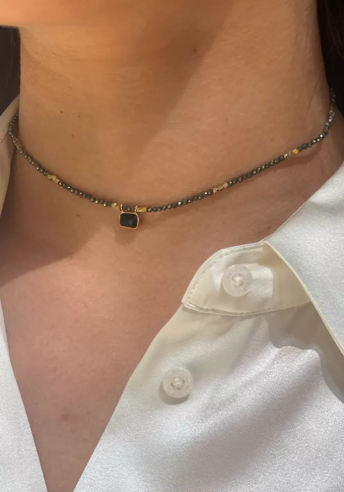 Hanka Ïn Collier Choker Ice En Pyrite Et Agate Discount