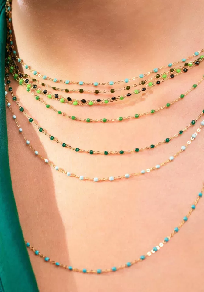 Gigi Clozeau Collier Classique Gigi Or Jaune Et Résines Émeraude 42cm Online