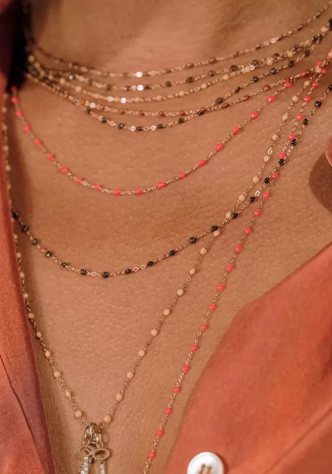 Gigi Clozeau Collier Classique Gigi Or Rose Et Résines Quartz 50cm Best Sale