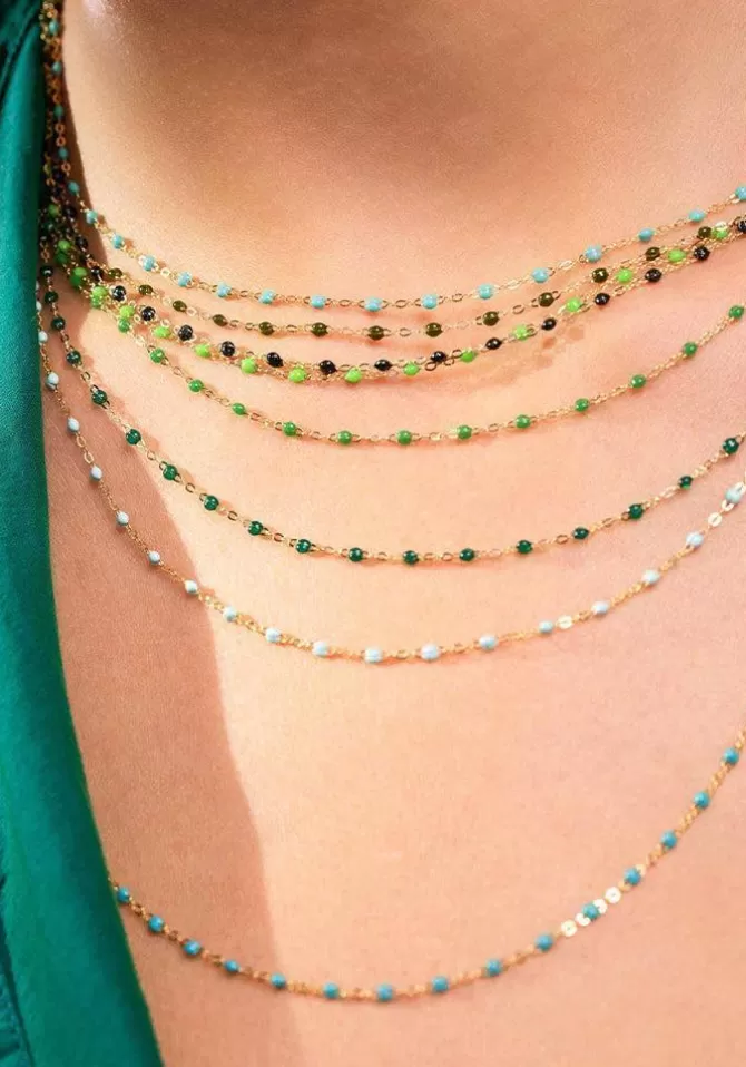 Gigi Clozeau Collier Classique Gigi Or Rose Et Résines Turquoise Vert 42cm Discount