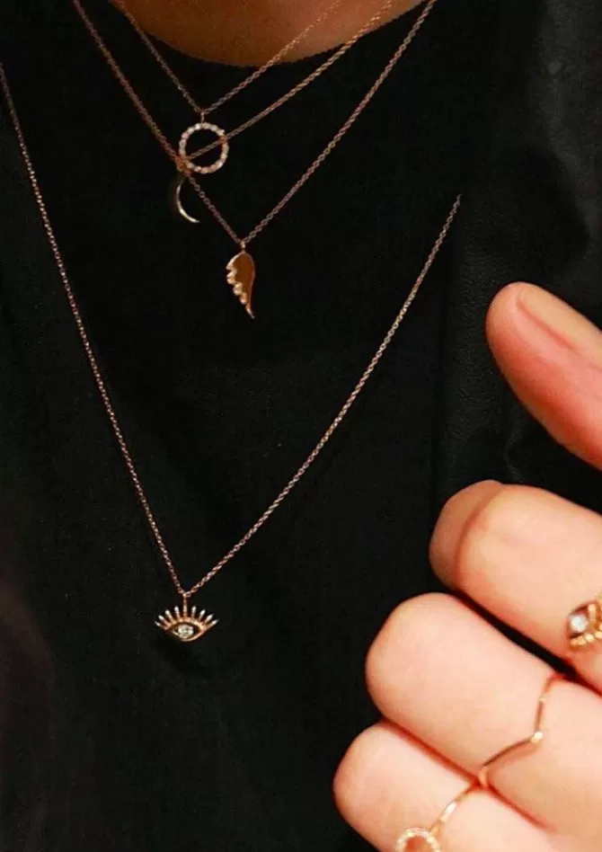 Kismet By Milka Collier Evil Eye Slim Chain Or Rose Sale