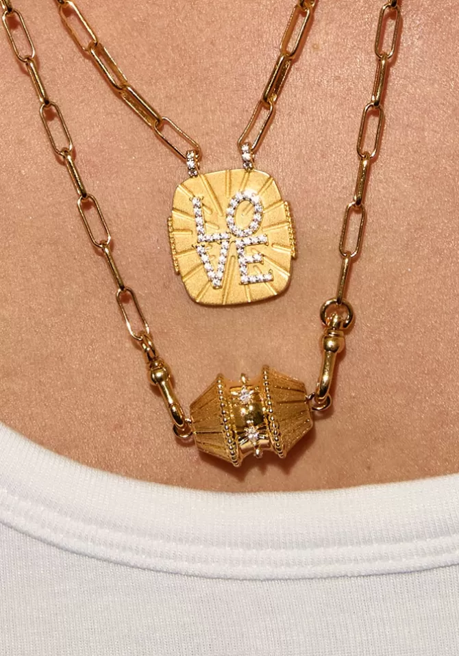 Mya Bay Collier Gold Big Talisman Clearance