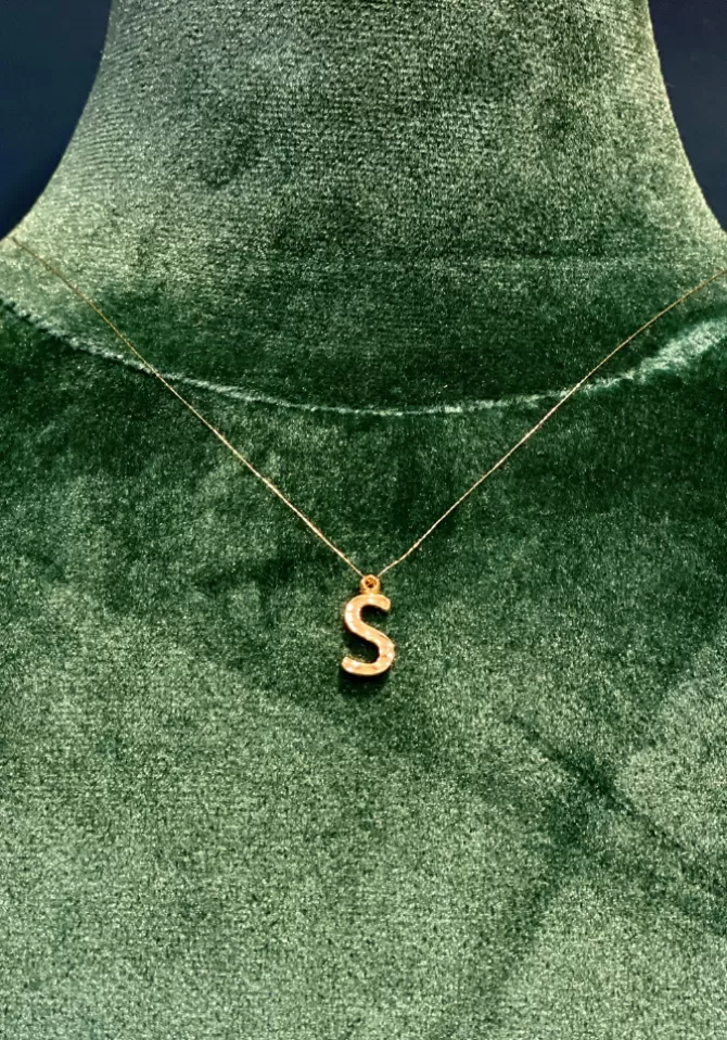 FY Collier Lettre sur Fil Lurex Doré Store