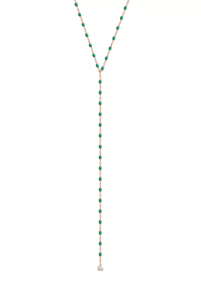 Gigi Clozeau Collier Mini Party Y Or Rose Diamant Et Résine Émeraude Fashion