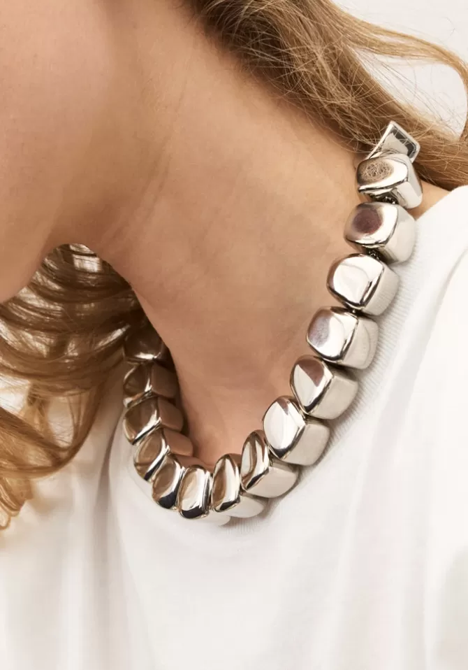 Vanessa Baroni Collier Small Organic Shaped Silver Clearance