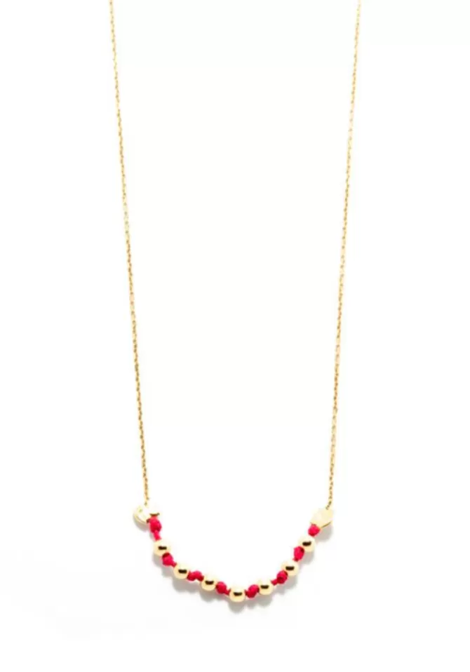 LSonge Collier Sur Chaîne Rouge Sublime 9 Perles Or Clearance