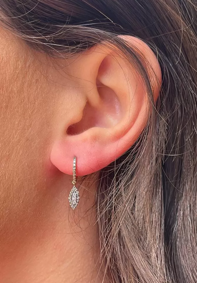 Kismet By Milka Créole Almond Eye Dangling Hoop Diamants Blancs Et Champagne Cheap