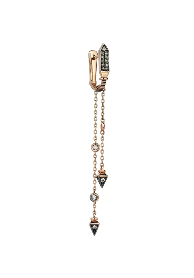 Kismet By Milka Créole Solitaire Drizzle Dangling Chain Diamants Champagne Outlet