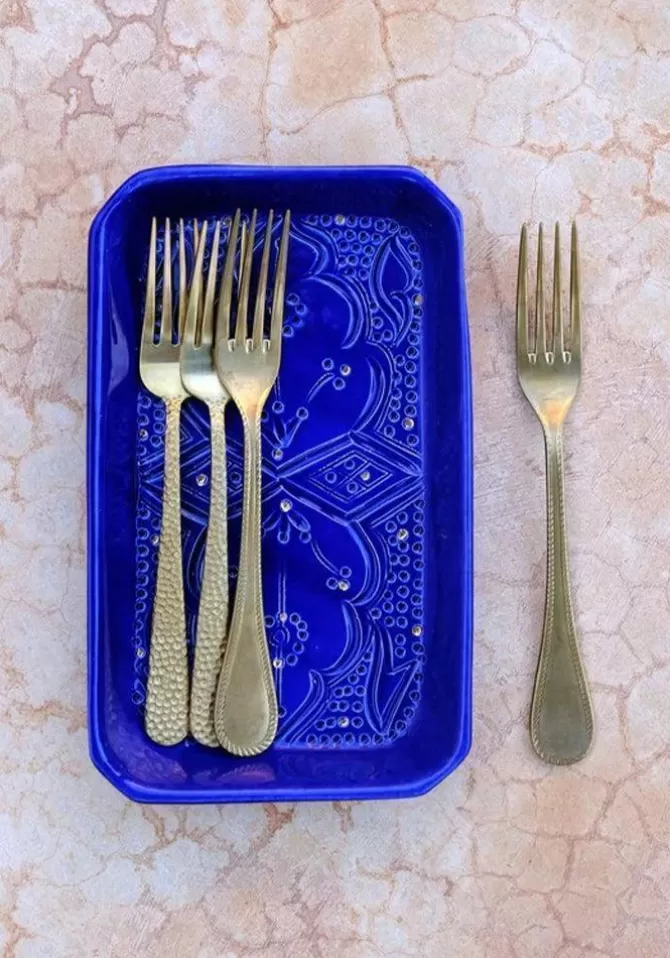 Chabi Chic Grand Plateau Rectangle Empreinte Bleu Majorelle Best Sale