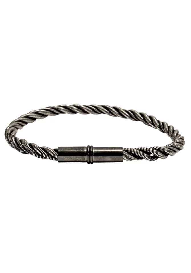 Sing A Song Jonc Twist Homme Noir Argent Vieilli Fashion