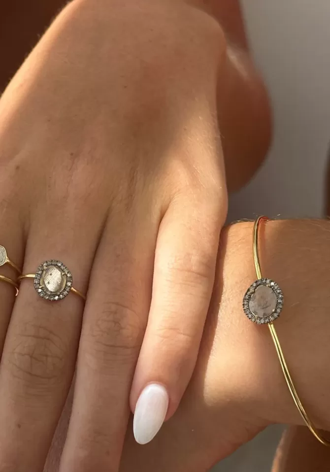 Vic et Max Jonc Victoria Diamant Polki Champagne New