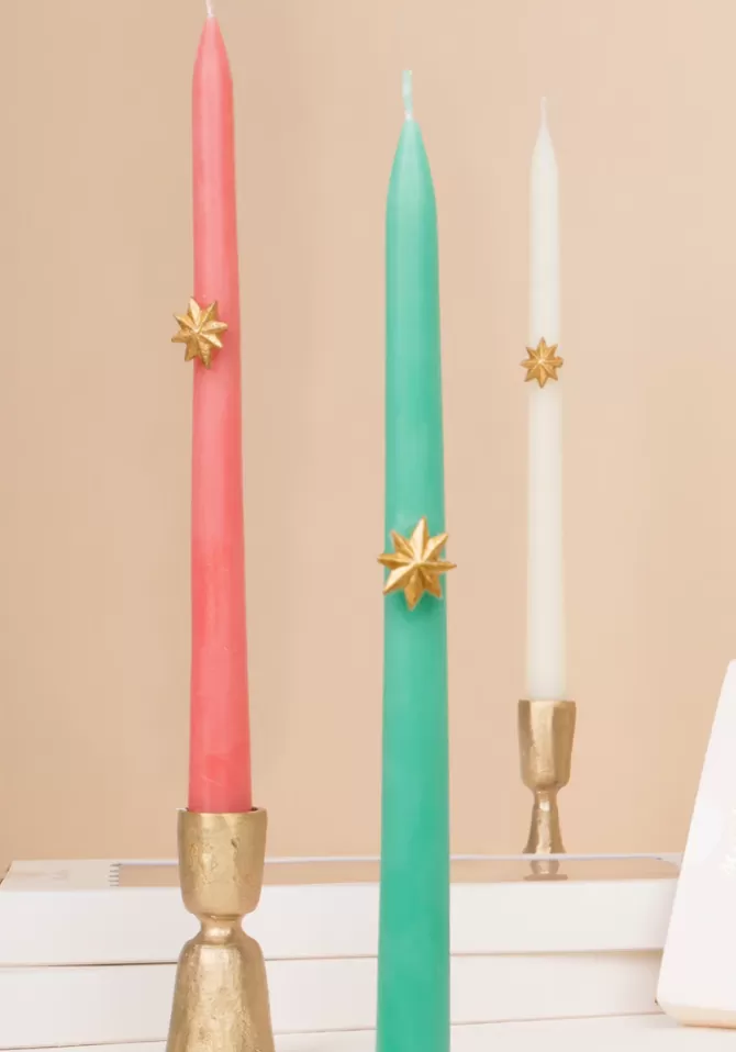 Meri Meri Lot de 6 Bougies Cierges De 3 Couleurs Avec Etoile Dorée Store