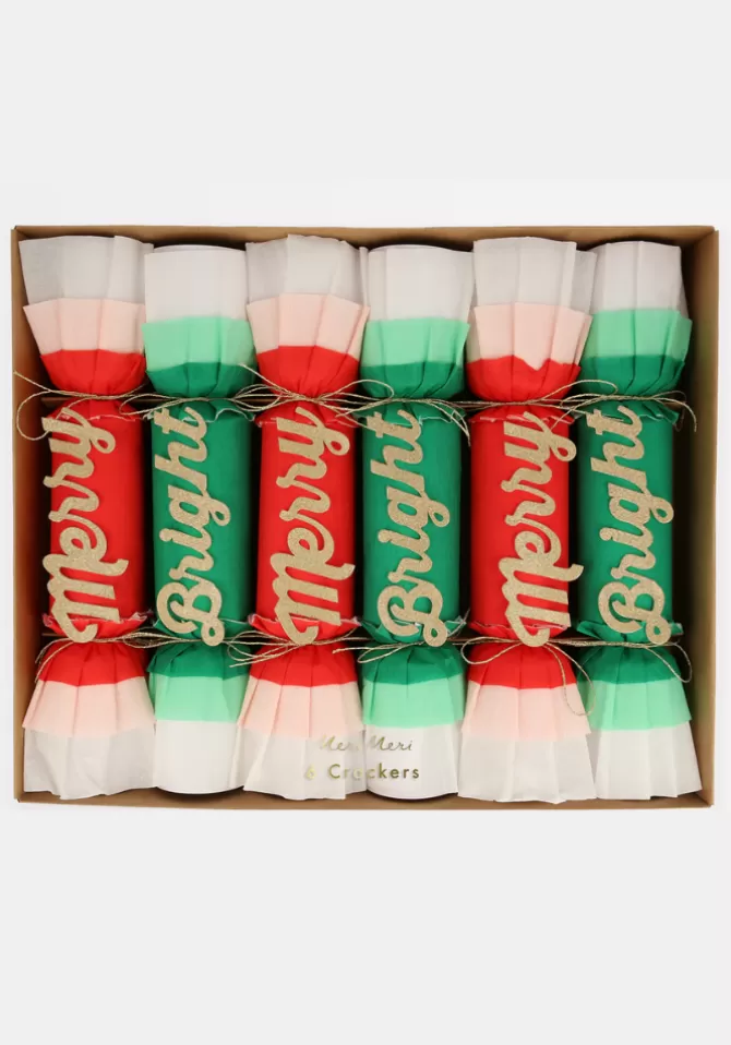 Meri Meri Lot De 6 Crackers Merry Bright Noël Outlet