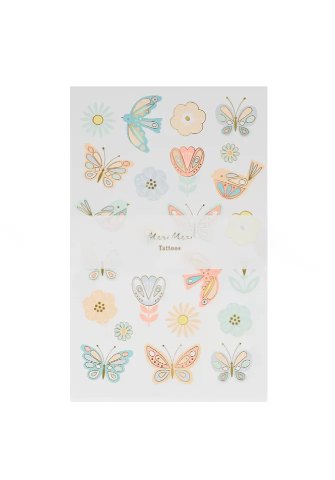 Meri Meri Lot De 2 Planches De Tatouage Oiseaux Et Papillons Shop