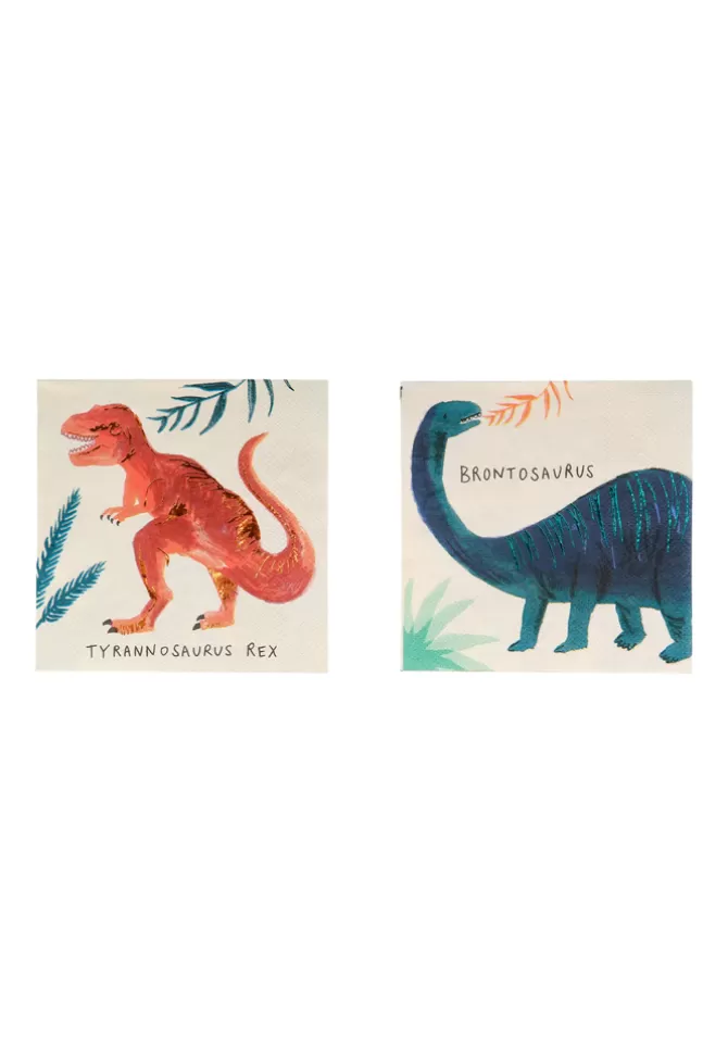 Meri Meri Lot De 16 Serviettes Dinosaures Petit Modèle New