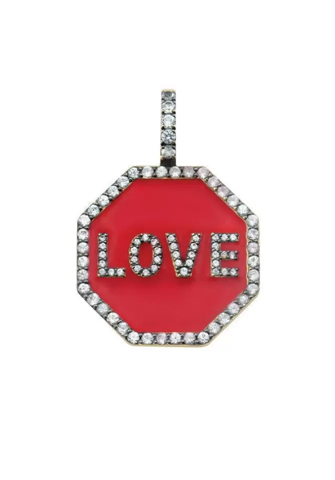 Feidt Médaille Love Email Rouge Et Saphirs Blancs Hot
