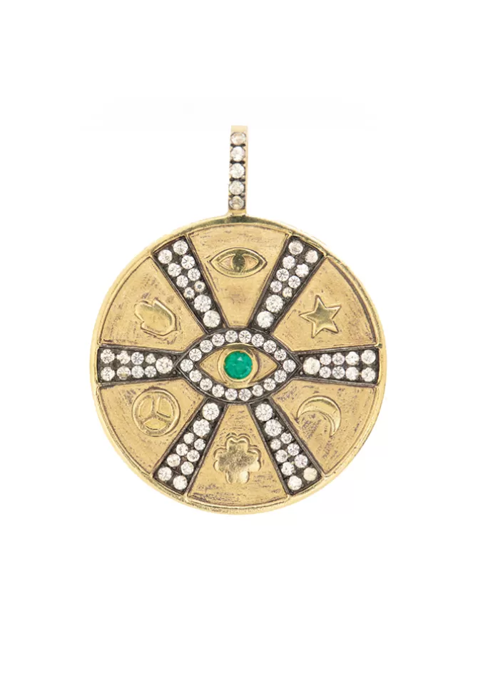 Feidt Médaille Oeil Et Symboles Saphirs Blancs Best Sale
