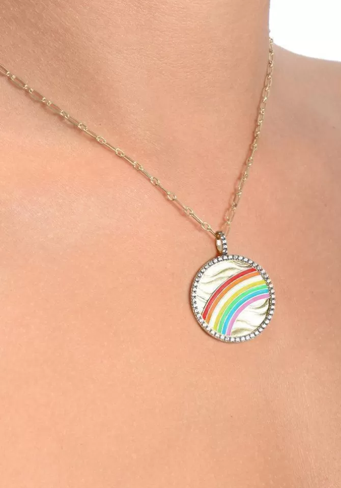 Feidt Médaille Rainbow Email Et Saphirs Blancs Sale