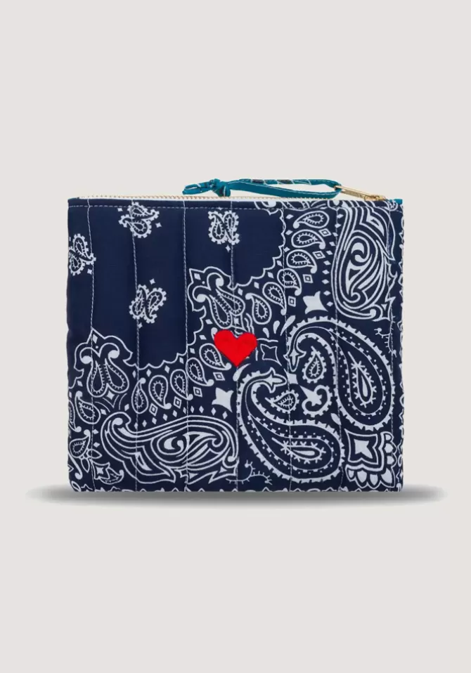 Call It By Your Name Mini Pochette Bandana Coeur Navy Pétrole Sale