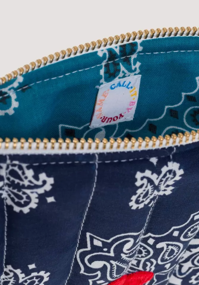 Call It By Your Name Mini Pochette Bandana Coeur Navy Pétrole Sale