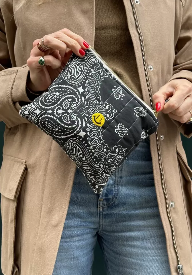 Call It By Your Name Mini Pochette Bandana Happy Face All Black Outlet