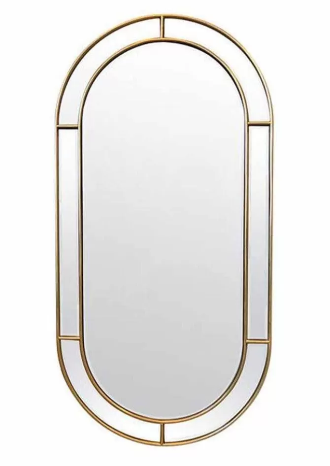 Blush Sélection Décoration Miroir Métal Arrondi Doré 45x90cm Clearance