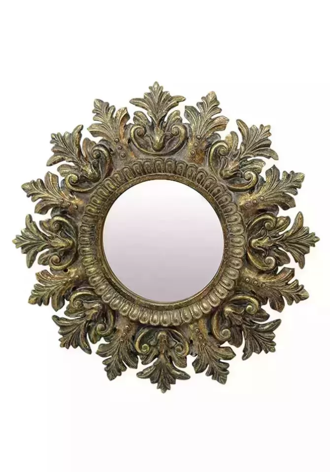 Blush Sélection Décoration Miroir Rond Ester En Bois Doré Online