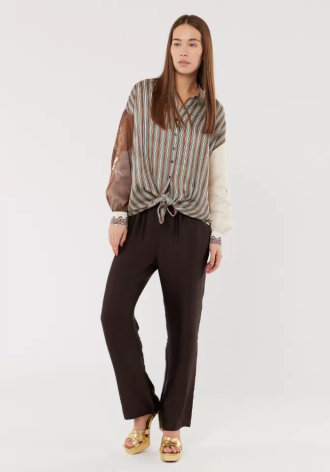 Me369 Pantalon Demi Couleur Brown Outlet