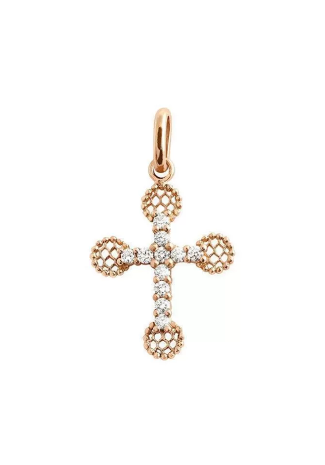 Gigi Clozeau Pendentif Croix Diamants Blancs Or Rose Cheap