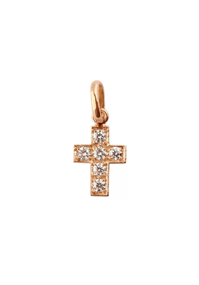Gigi Clozeau Pendentif Croix Diamants Or Rose Cheap