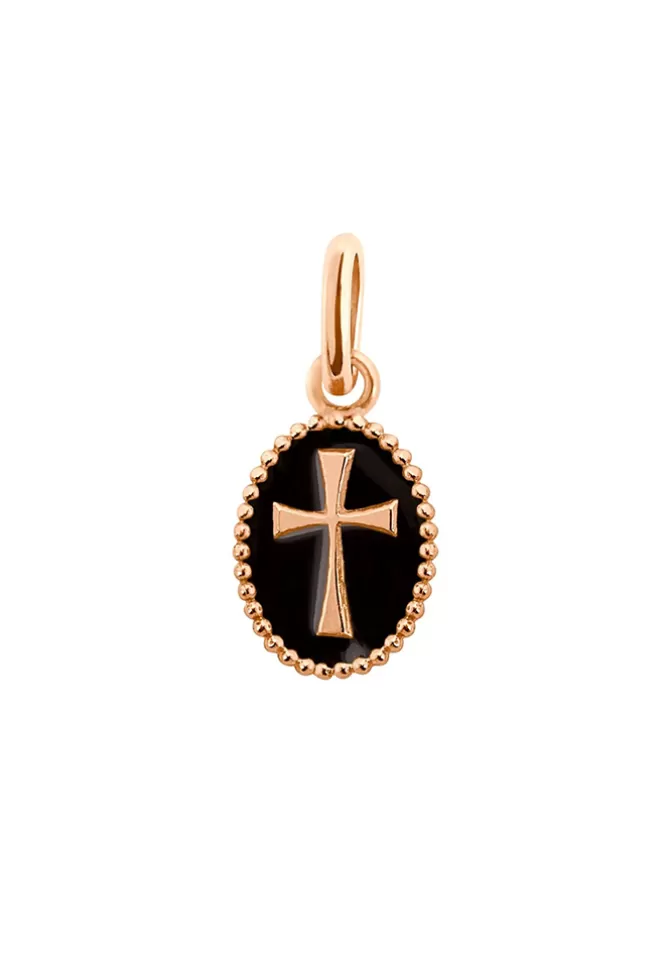 Gigi Clozeau Pendentif Croix Or Rose Résine Noire Best