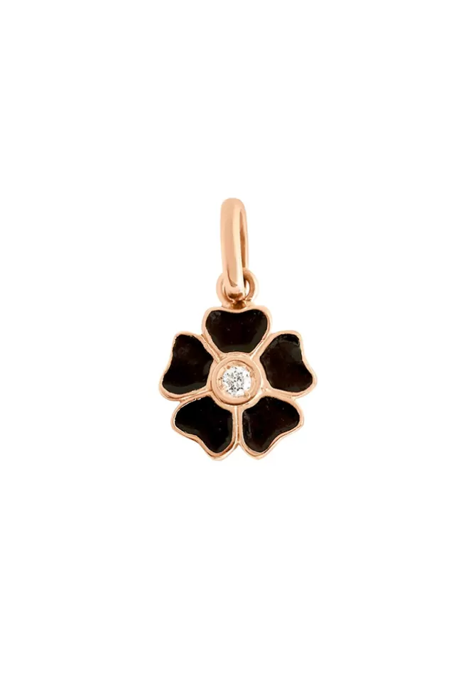 Gigi Clozeau Pendentif Fleur Or Rose Diamant Résine Noir Fashion