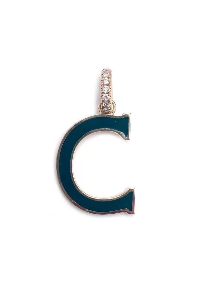 Rainbow K Paris Pendentif Initiale Nano Lettre C Vert Foncé Best
