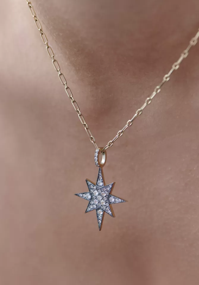 Feidt Pendentif Étoile Saphirs Blancs Fashion