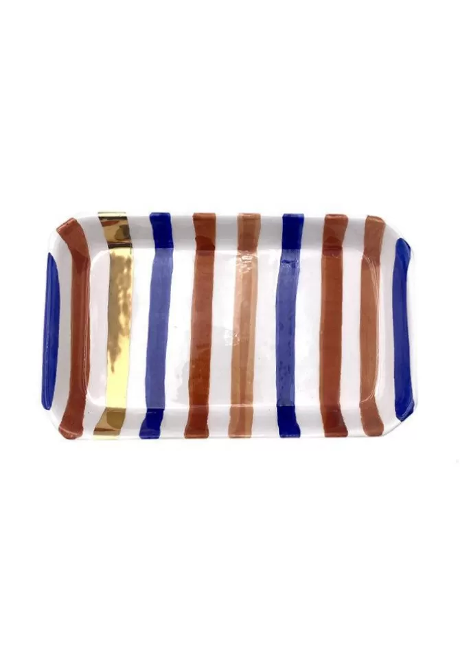 Chabi Chic Plateau Octogonale Ourika Bleu Et Doré Sale