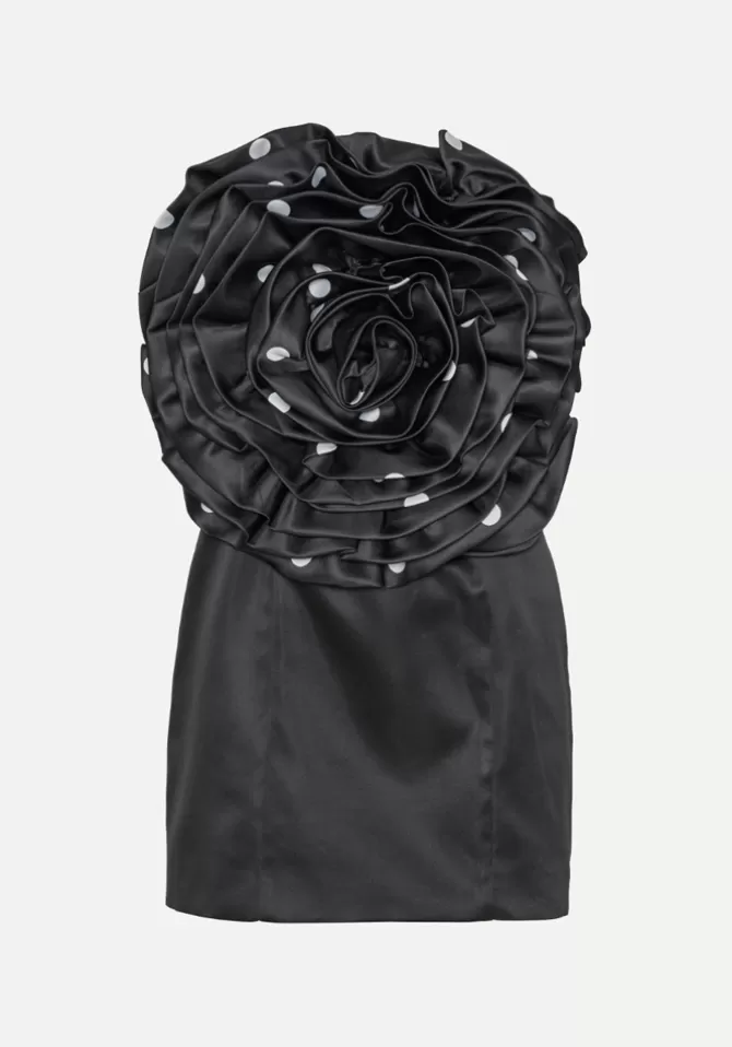 Rotate Robe Big Flower Noire Discount