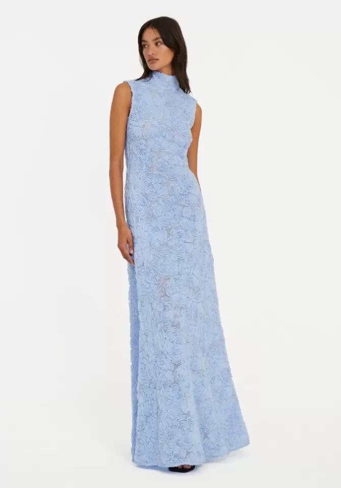 Rotate Robe Flower Mesh Bleue Cheap