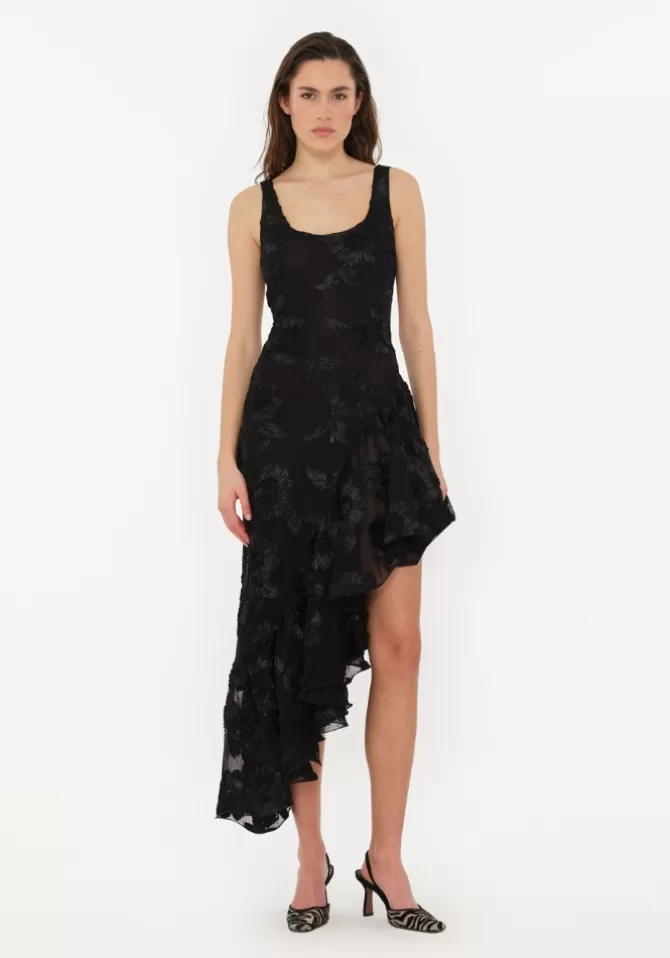 Rotate Robe Flower Mesh Ruffle Noire Flash Sale
