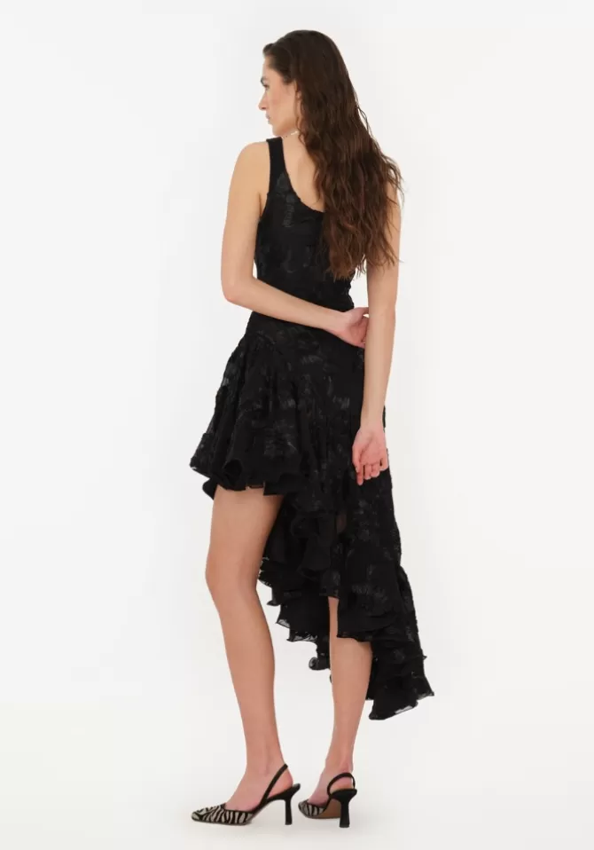 Rotate Robe Flower Mesh Ruffle Noire Flash Sale