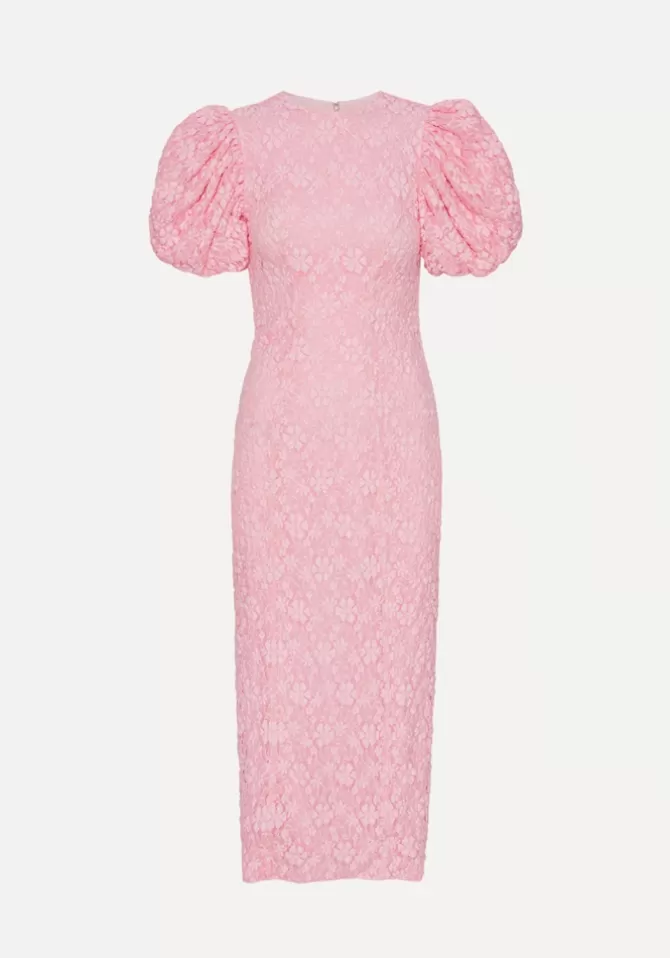 Rotate Robe Lace Midi Fitted Rose Pale Fashion