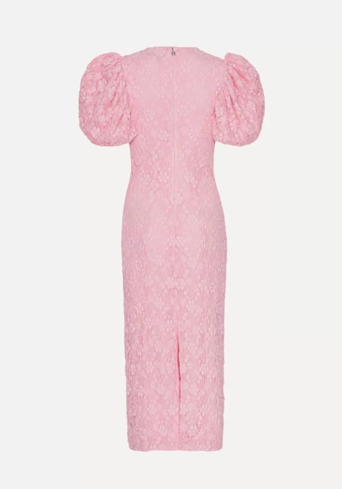 Rotate Robe Lace Midi Fitted Rose Pale Fashion