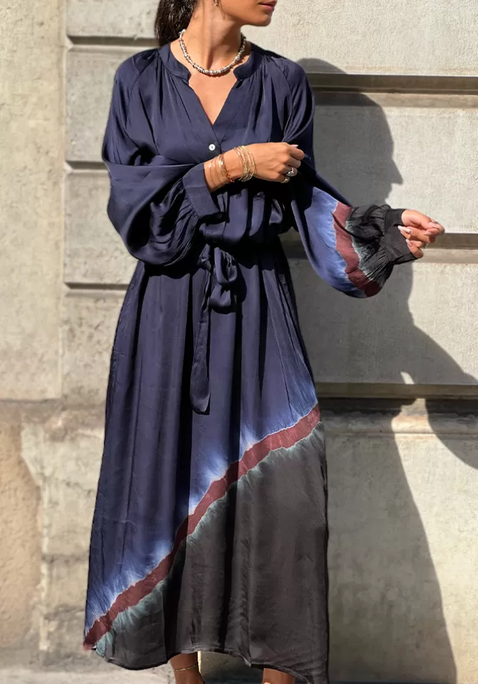 Nous Antwerp Robe Nicole Diagonal Stripe Night New