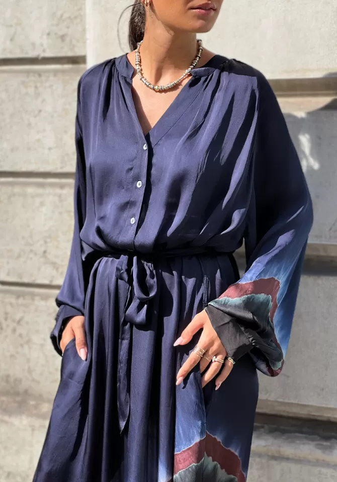 Nous Antwerp Robe Nicole Diagonal Stripe Night New