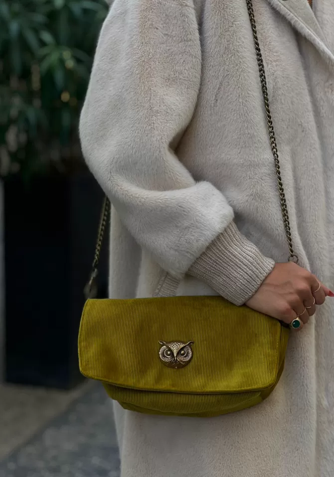 Sous Les Pavés Sac Maï Taï Hibou Velours Moutarde Store
