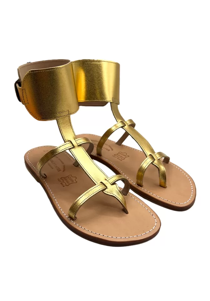 Les Spartiates Phocéennes Sandales Alicia Métal Doré Fashion