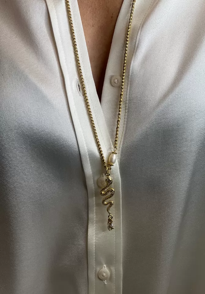 Virginie Berman Sautoir 4 Perles et Serpent Fashion